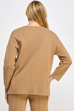 TT-10022-6 V-NECK LOOSE FIT PULLOVER KHAKI: L