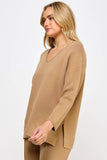 TT-10022-6 V-NECK LOOSE FIT PULLOVER KHAKI: L