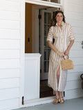 Georgia Dress- Sand Stripe