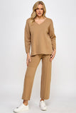 TT-10022-6 V-NECK LOOSE FIT PULLOVER KHAKI: L