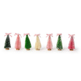 Set of 7 Bottlebrush Trees with Bow in Gift Box