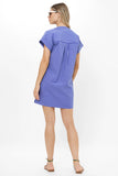 Cabana Cobalt V-Neck Roll Sleeve Mini