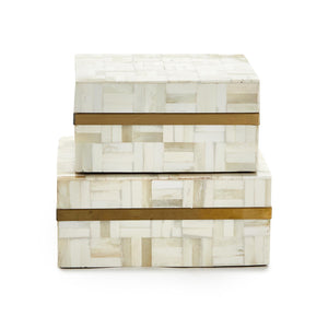Whitestone Mosaic Tile Decorative Box with Brass Inlaid - MDF/Bone/Resin/Brass