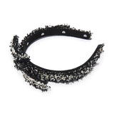 Jet Tweed Bardot Ribbon Slim Headband