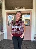 Maroon and Grey Plaid Miss State Sweater Vest