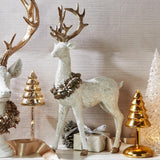 Stylized Deer with Glitter Finish and Gold Accents - Resin