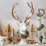 Stylized Deer with Wreath Decor with Glitter Finish and Gold Accents Decor - Resin