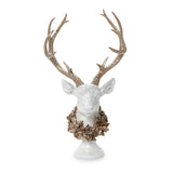 Stylized Deer with Wreath Decor with Glitter Finish and Gold Accents Decor - Resin