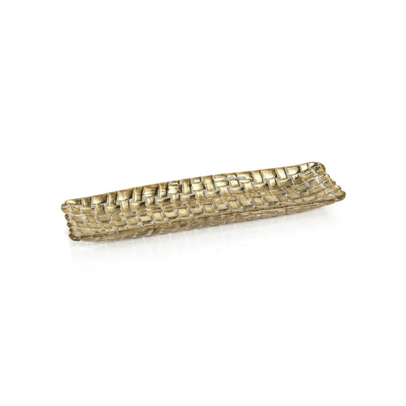 Gold Braided Rectangular Glass Plate