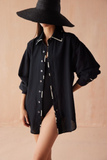 Callista Button Down- Solid Mussel