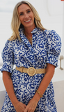 Ruby Dress Blue/ White Batik