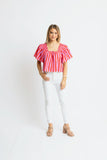 Stripe Square Neck Poplin Top