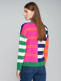 Beige/Orange/Pink Knit Sweater Vertical Stripe