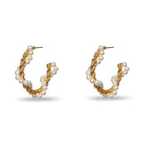 Pearl Rope Twist Hoop Earrings