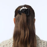 Jet Pearl Silk Scrunchie