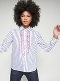 Navy Embroidered Stripe Shirt