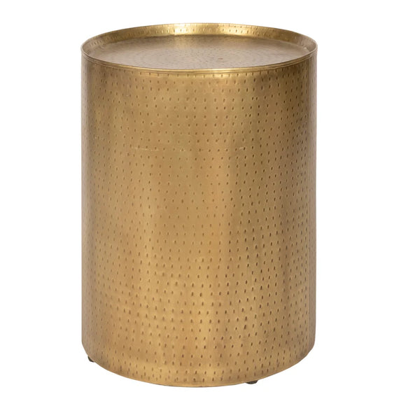 PALA END TABLE - GOLD | Distressed Gold Finish on Hammered Metal