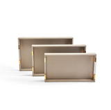 Taupe Decorative Rectangle Trays with Acrylic Handles