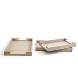Taupe Decorative Rectangle Trays with Acrylic Handles