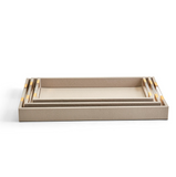 Taupe Decorative Rectangle Trays with Acrylic Handles
