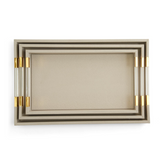 Taupe Decorative Rectangle Trays with Acrylic Handles