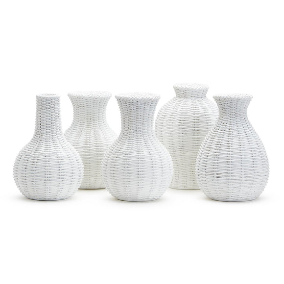 Natural Beauties White Basket Weave Pattern Vase (water tight) - Resin