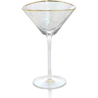 Aperitivo Triangular Martini Glass - Luster w/Gold Rim,