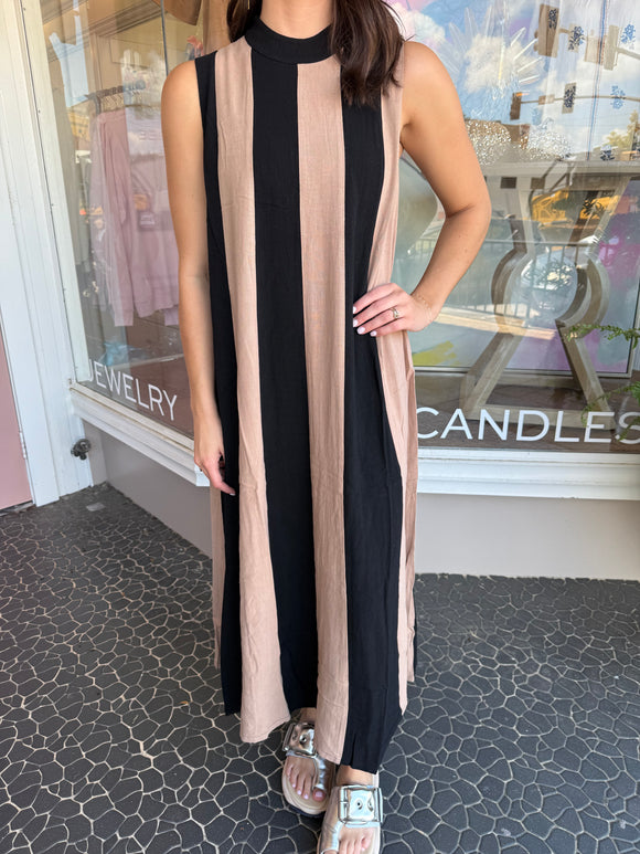 Sleeveless Colorblock Maxi Dress