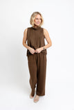 Chocolate Scuba Mockneck Sleeveless Top