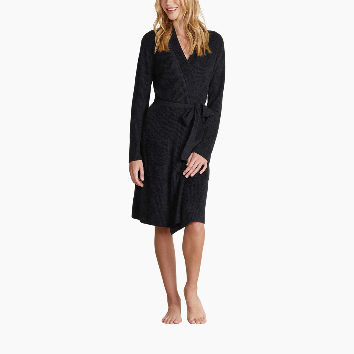 Black Ribbed Robe – The Olive Tree