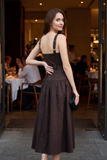 Belted Zip Front Midi Dress: RED MAHOGANY / S