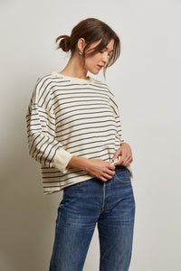 Natural/Navy Stripe Niall Fleece Pullover