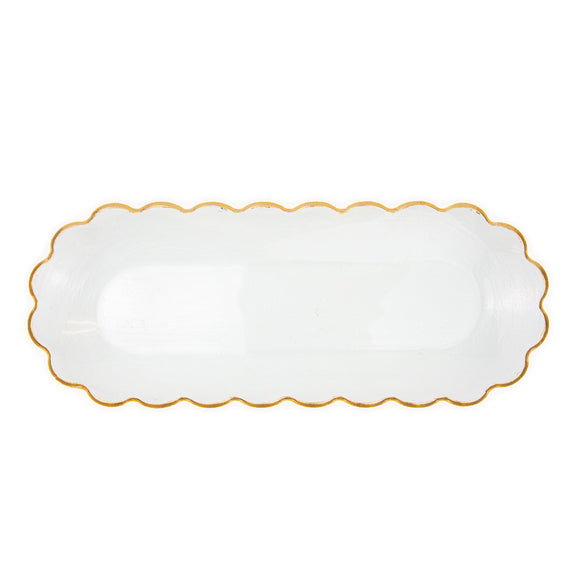 Chapelle Oval Serving Platter Clear/Gold 17.8x1.2x7