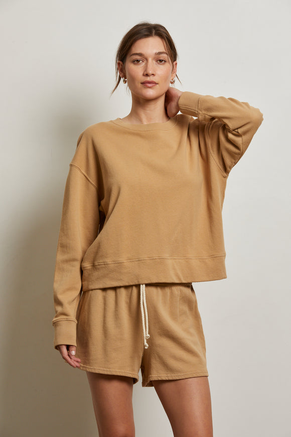 Tyler - French Terry Pullover Sweatshirt Suede