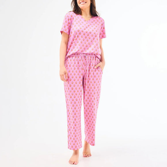 Pant Set Alli Floral Foulard Pink