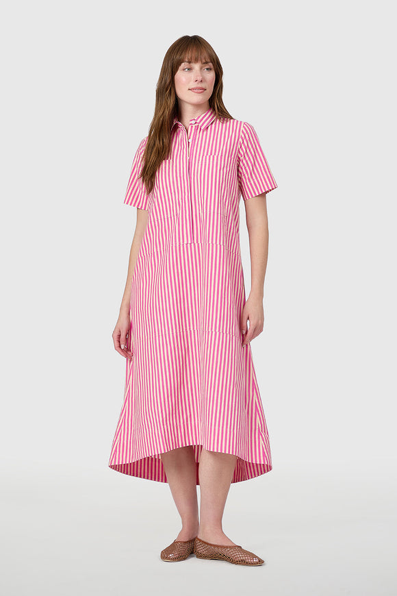 Raspberry Pinstripe City Dress