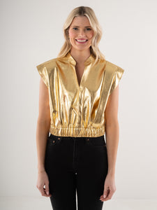 Gold Vegan Leather Evie Top