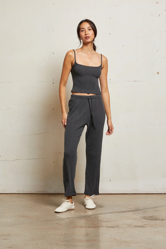 Charcoal Remi Sweater Rib Drawstring Pant