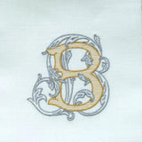 White/ Gold Vintage Vine Monogram Towel