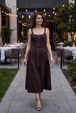 Belted Zip Front Midi Dress: RED MAHOGANY / M