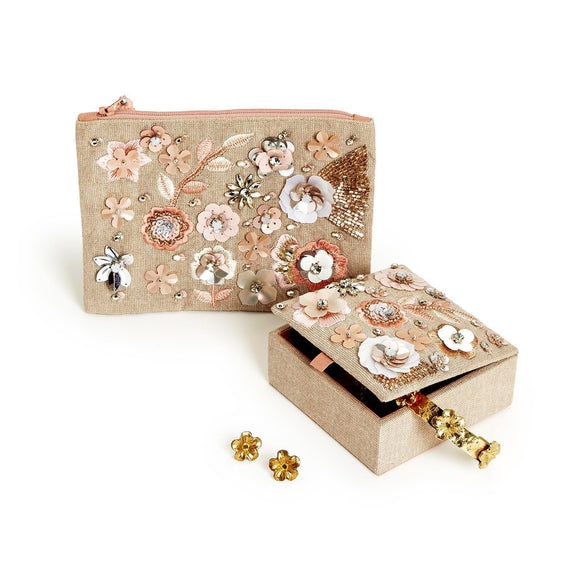 Floral Embellished Multipurpose Pouch and Box