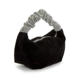 Black Tie Velvet Bag with Rhinestone Handle