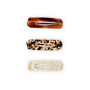 Lay Low Oversized Claw Clip with Flat Top Assorted 3 Colors - Acetate