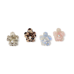 Dew Petals Marbled Flower Shaped Claw Clip with Pearl Center