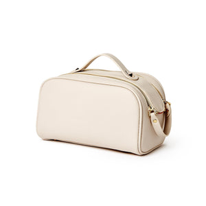Stow Away Tumbled Vegan Leather Generously Sizes Toiletry Case with Double Zip Top Closure