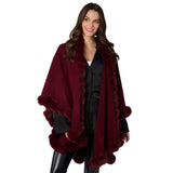 Regal Wrap with Faux Fur Trim and Hook and Eye Closure