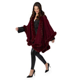 Regal Wrap with Faux Fur Trim and Hook and Eye Closure