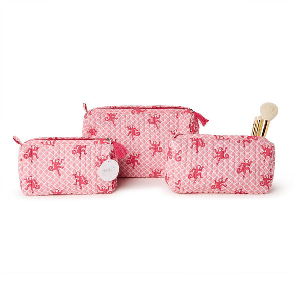 Happy Monkey Block Printed Cotton Quilted Bag