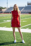 Contrast Stitch Utility Mini Dress : MAROON / M
