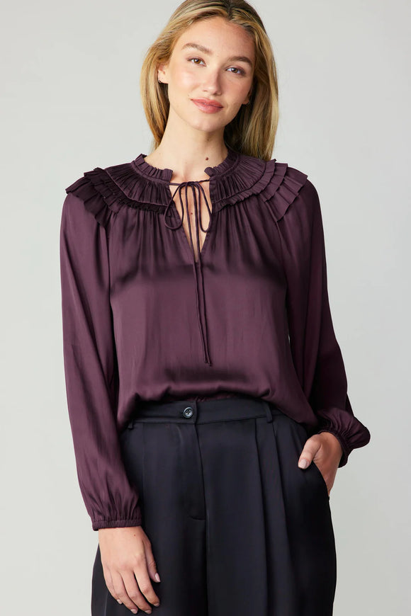 Smocked Shoulder Blouse with Ruffled Detail